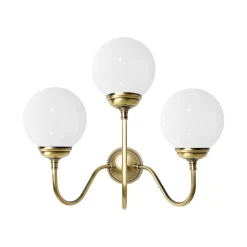 Wandlampe 3-flammig E14 Glas Echt-Messing B: 39 cm