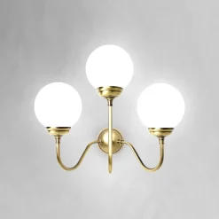 Wandlampe 3-flammig E14 Glas Echt-Messing B: 39 cm