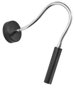 Wandlampe Flexarm verstellbar Schwarz Metall zum Lesen