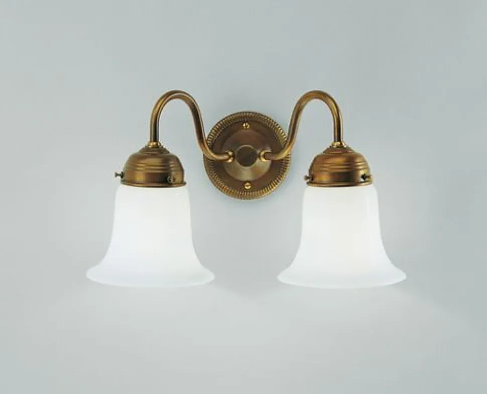 Wandlampe Glas Berliner Messing E27 T:17 cm 2-flammig