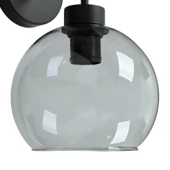 Wandlampe Glas Kugel Schirm Grau Schwarz KANZENE