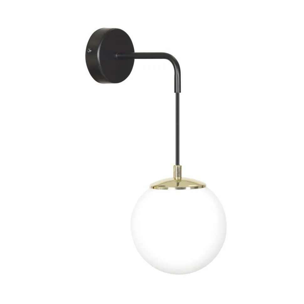 Wandlampe Glas Kugel Schirm Schwarz Weiß Modern E27