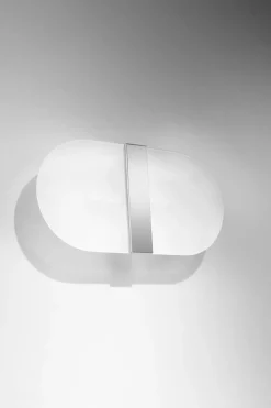 Wandlampe Glas Metall blendarm 35 cm breit Weiß Chrom