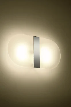 Wandlampe Glas Metall blendarm 35 cm breit Weiß Chrom