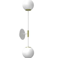 Wandlampe Glas Metall in Weiß Gold H:80 cm E27 Kugeln