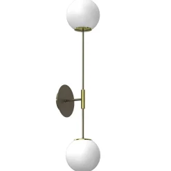 Wandlampe Glas Metall in Gold Weiß H:80 cm E27 Kugeln