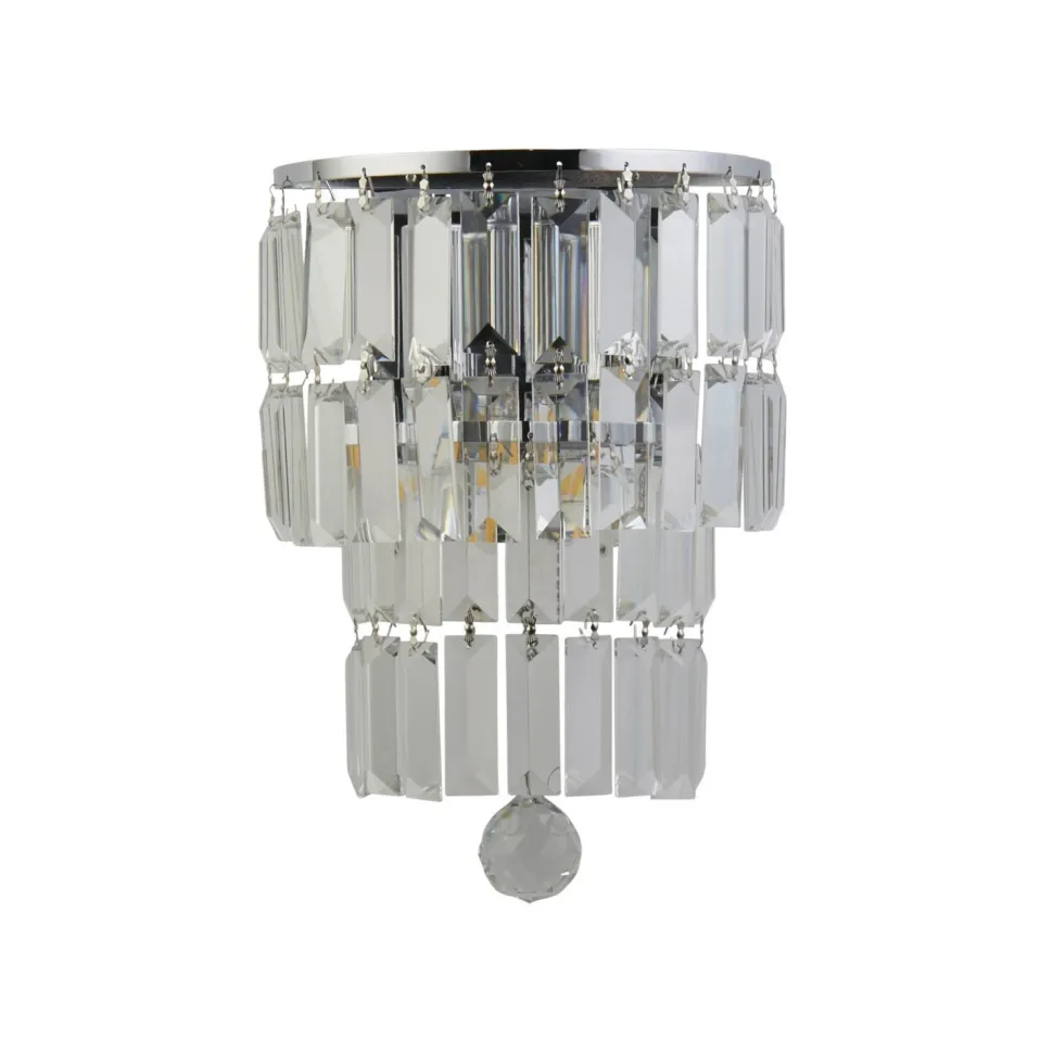 Wandlampe Glas Metall Modern H:30 cm E14 IP44 in Chrom