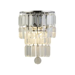 Wandlampe Glas Metall Modern H:30 cm E14 IP44 in Chrom