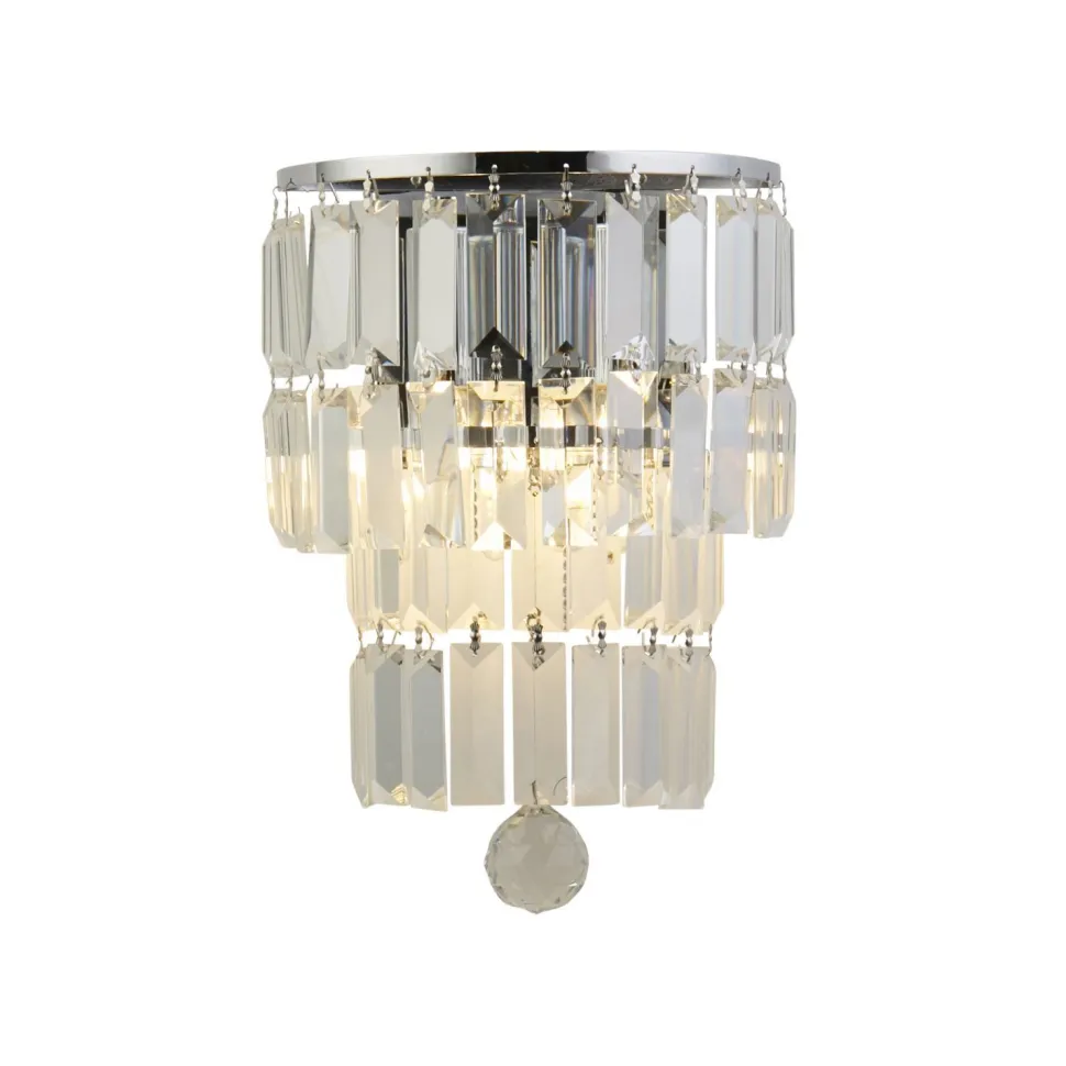 Wandlampe Glas Metall Modern H:30 cm E14 IP44 in Chrom