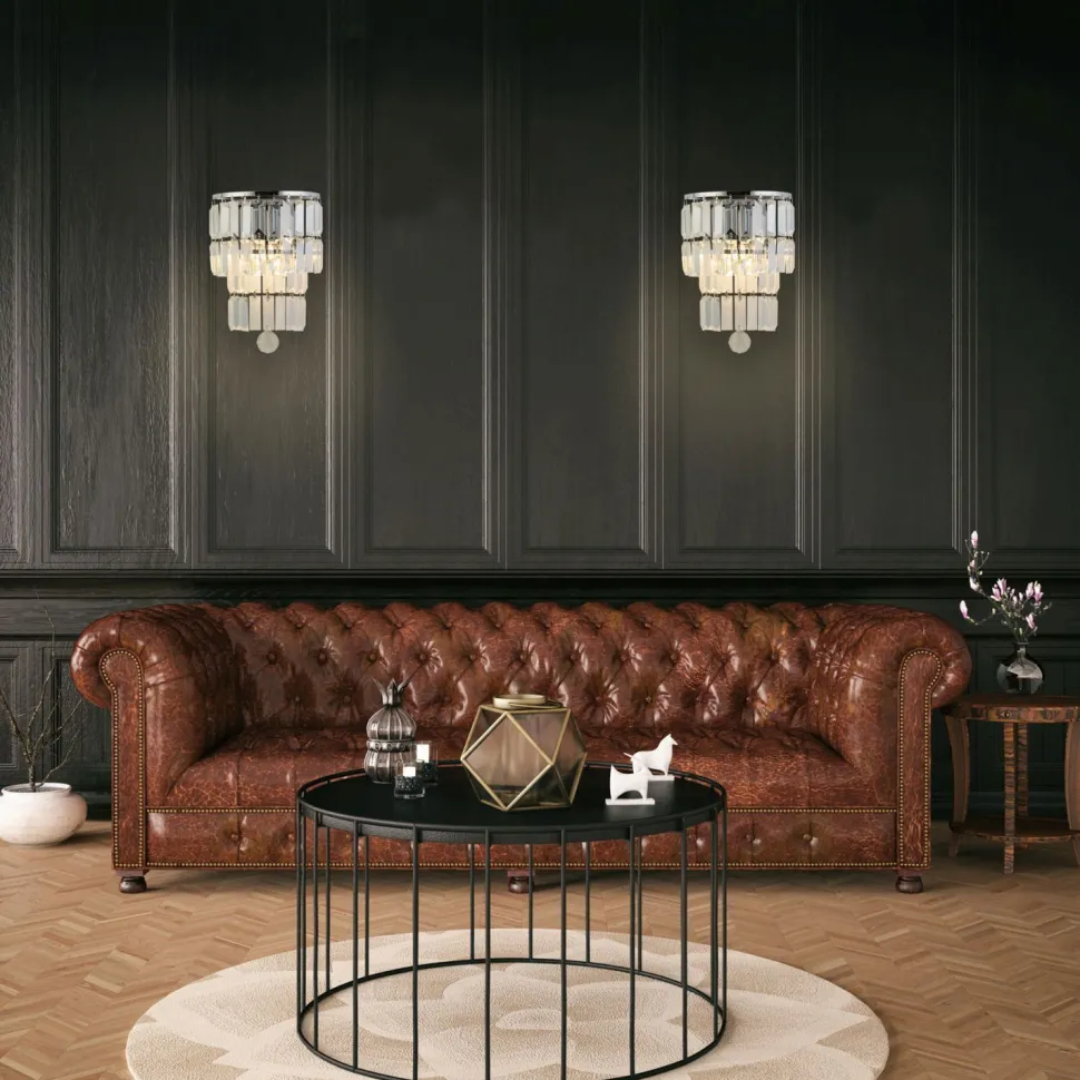 Wandlampe Glas Metall Modern H:30 cm E14 IP44 in Chrom