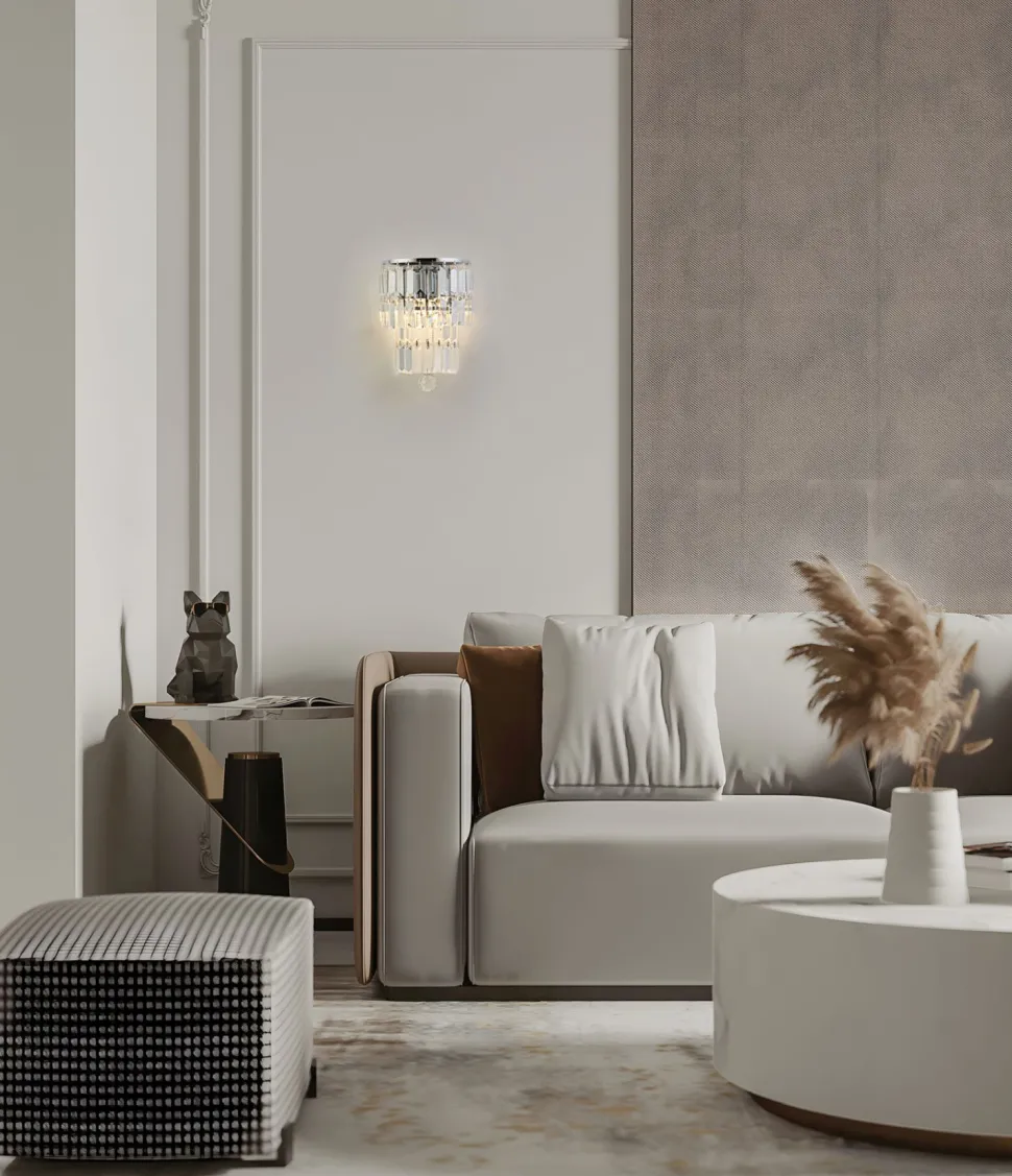 Wandlampe Glas Metall Modern H:30 cm E14 IP44 in Chrom