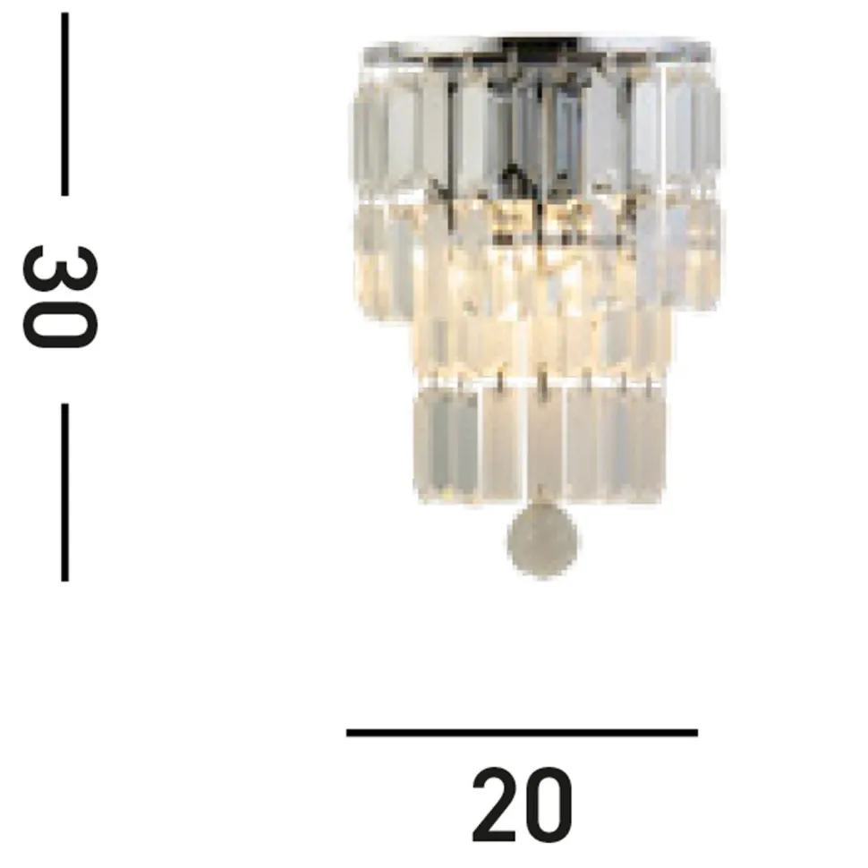 Wandlampe Glas Metall Modern H:30 cm E14 IP44 in Chrom