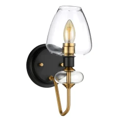 Wandlampe Glasschirm in Schwarz Messing E14 MAIYA