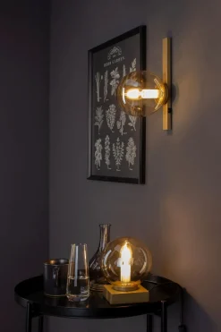 Wandlampe Gold Bernstein Glaskugel E14 B:14 cm blendarm