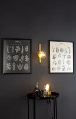 Wandlampe Gold Bernstein Glaskugel E14 B:14 cm blendarm