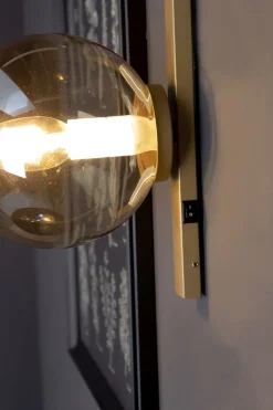 Wandlampe Gold Bernstein Glaskugel E14 B:14 cm blendarm