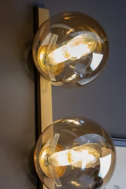 Wandlampe Gold Bernstein Glaskugel E14 H:60 cm 2-flmg