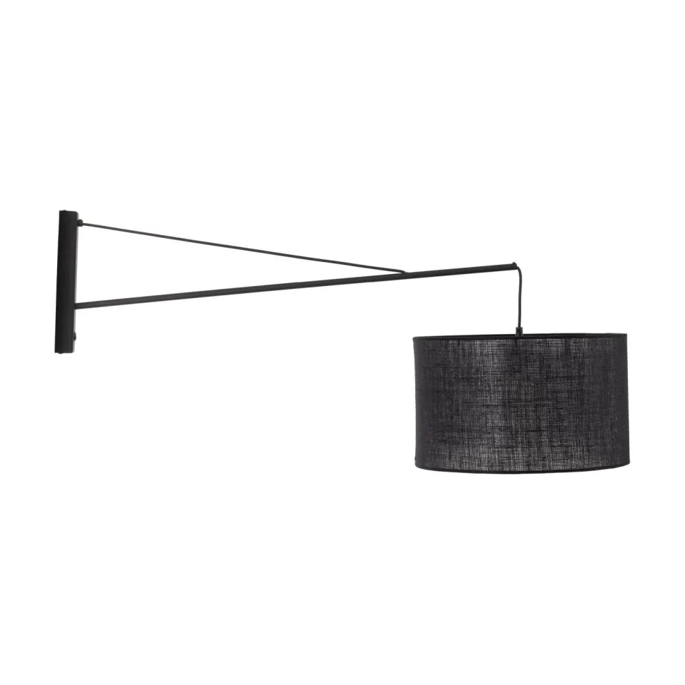 Wandlampe groß T: 1 m B: 38 cm XXL Schwarz E27 Metall Stoff