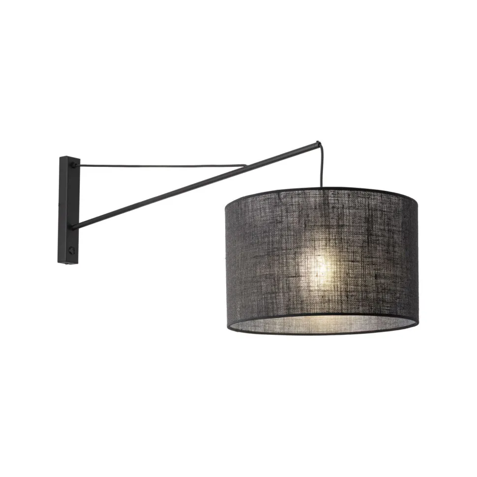 Wandlampe groß T: 1 m B: 38 cm XXL Schwarz E27 Metall Stoff