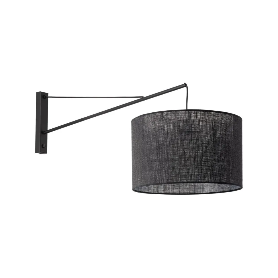 Wandlampe groß T: 1 m B: 38 cm XXL Schwarz E27 Metall Stoff