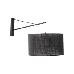 Wandlampe groß T: 1 m B: 38 cm XXL Schwarz E27 Metall Stoff