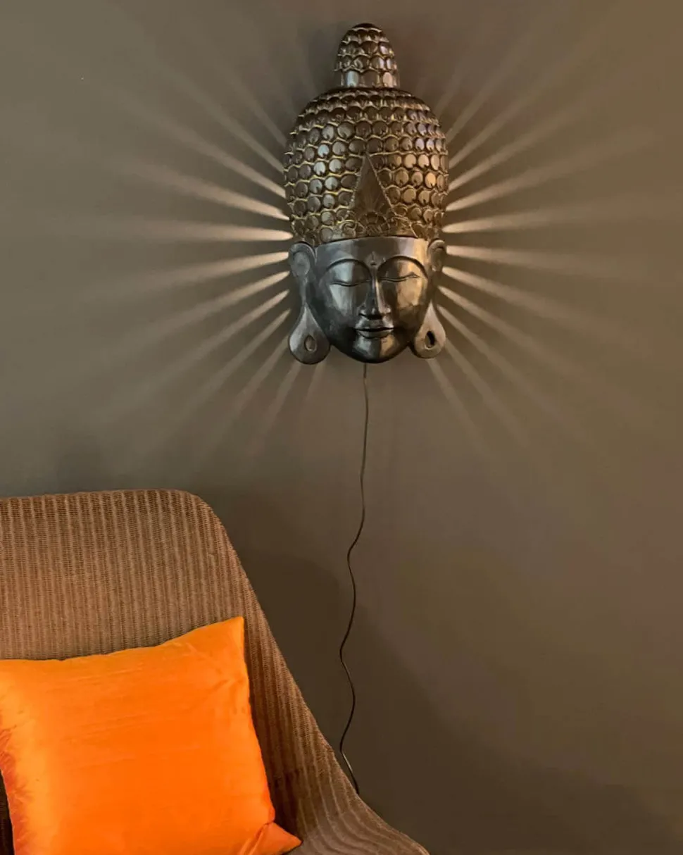 Wandlampe Holz 62,5 cm hoch mit Schalter Stecker E27