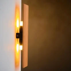 Wandlampe Holz eckig 35 cm flach Modern indirektes Licht