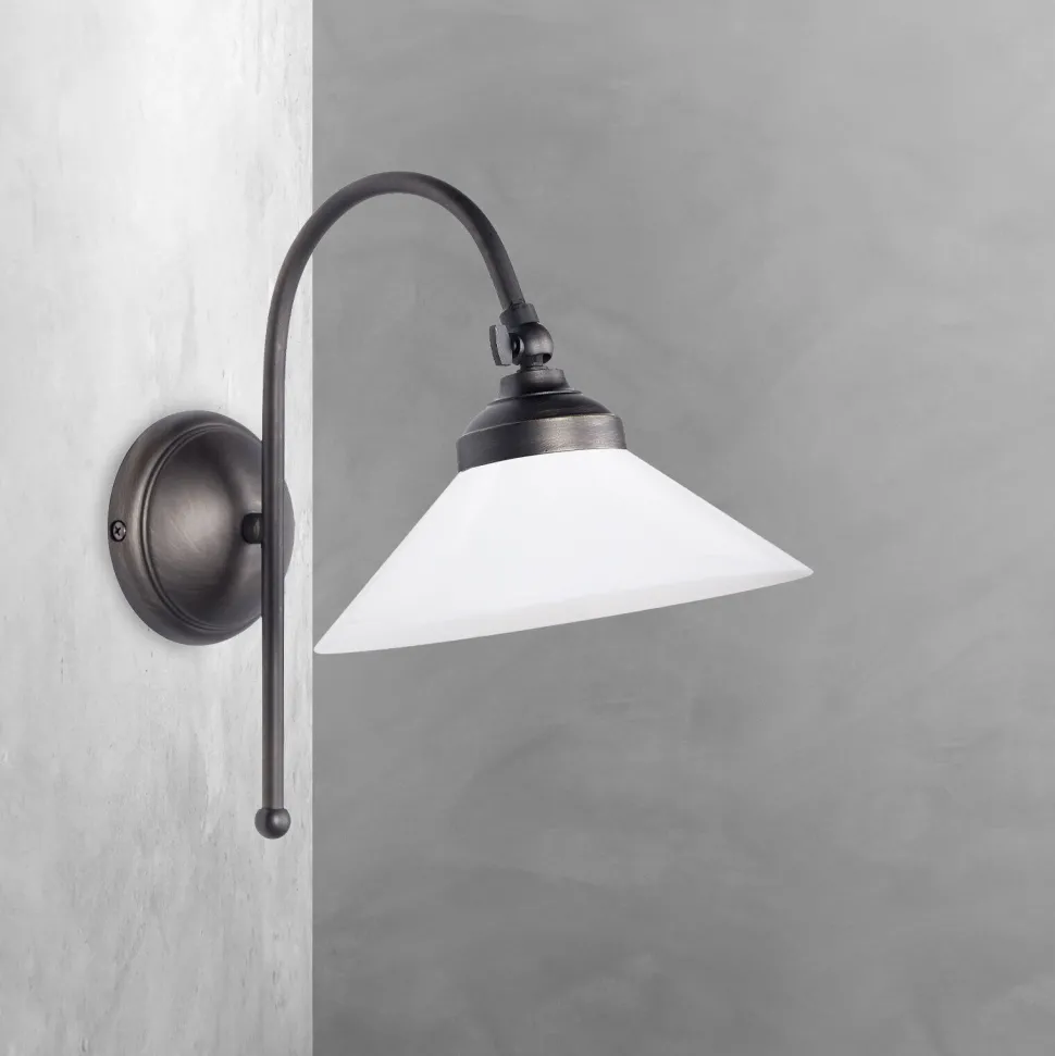 Wandlampe in Bronze matt Weiß E14 Glas Messing schwenkbar