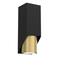 Wandlampe in Schwarz Messing GU10 stilvoll akzentuiert