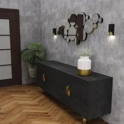 Wandlampe in Schwarz Messing GU10 stilvoll akzentuiert