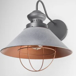 Wandlampe innen Grau Kupfer E27 Industrie Design