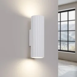 Wandlampe innen klein H: 20 cm Weiß 2x GU10 Up Down Alu