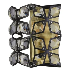 Wandlampe innen Kristall H: 18 cm E14 in Messing Schwarz