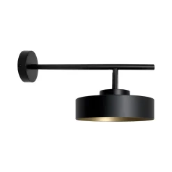 Wandlampe innen Schwarz Gold H: 19,5 cm Messing Eisen E27