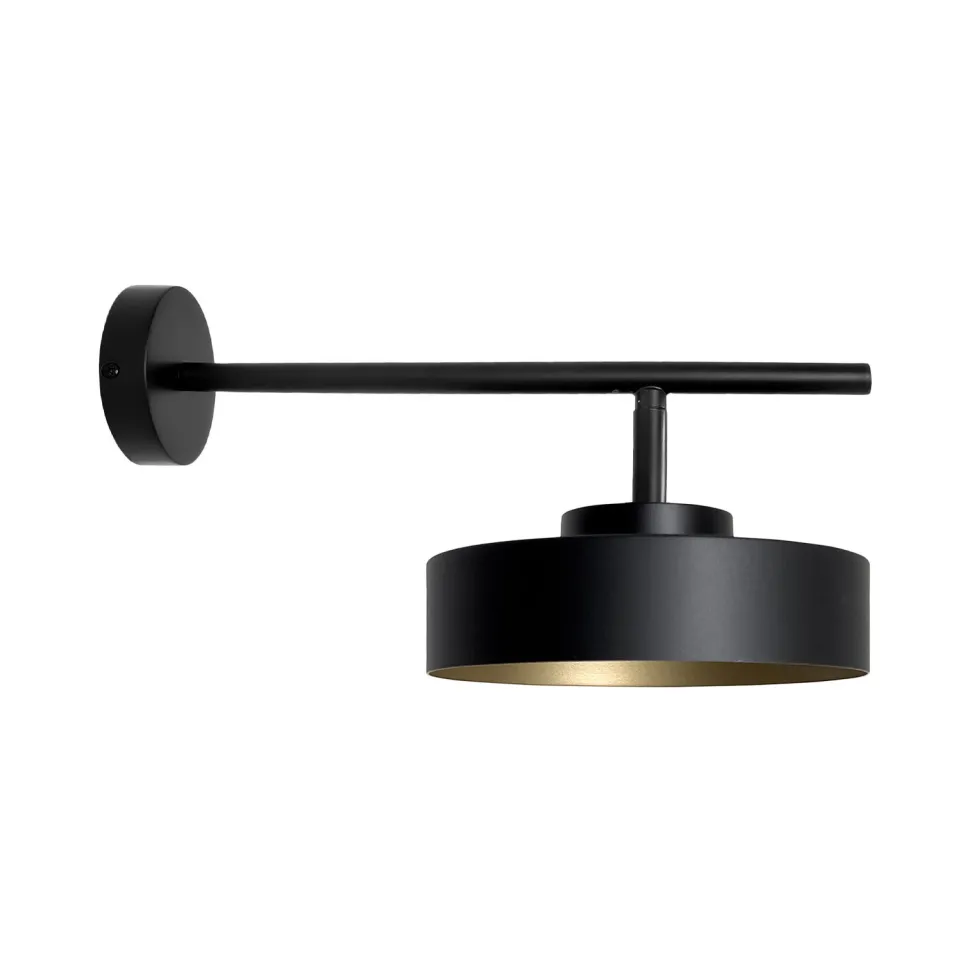 Wandlampe innen Schwarz Gold H: 19,5 cm Messing Eisen E27