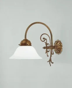 Wandlampe Jugendstil Glas Berliner Messing E27 T:33 cm