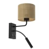 Wandlampe Jute Metall H:38 cm E27 G9 Schalter Lesearm