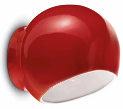 Wandlampe Keramik 21 cm breit Rot E27 rund Retro