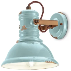Wandlampe Keramik E27 verstellbar Hellblau Shabby Industrial