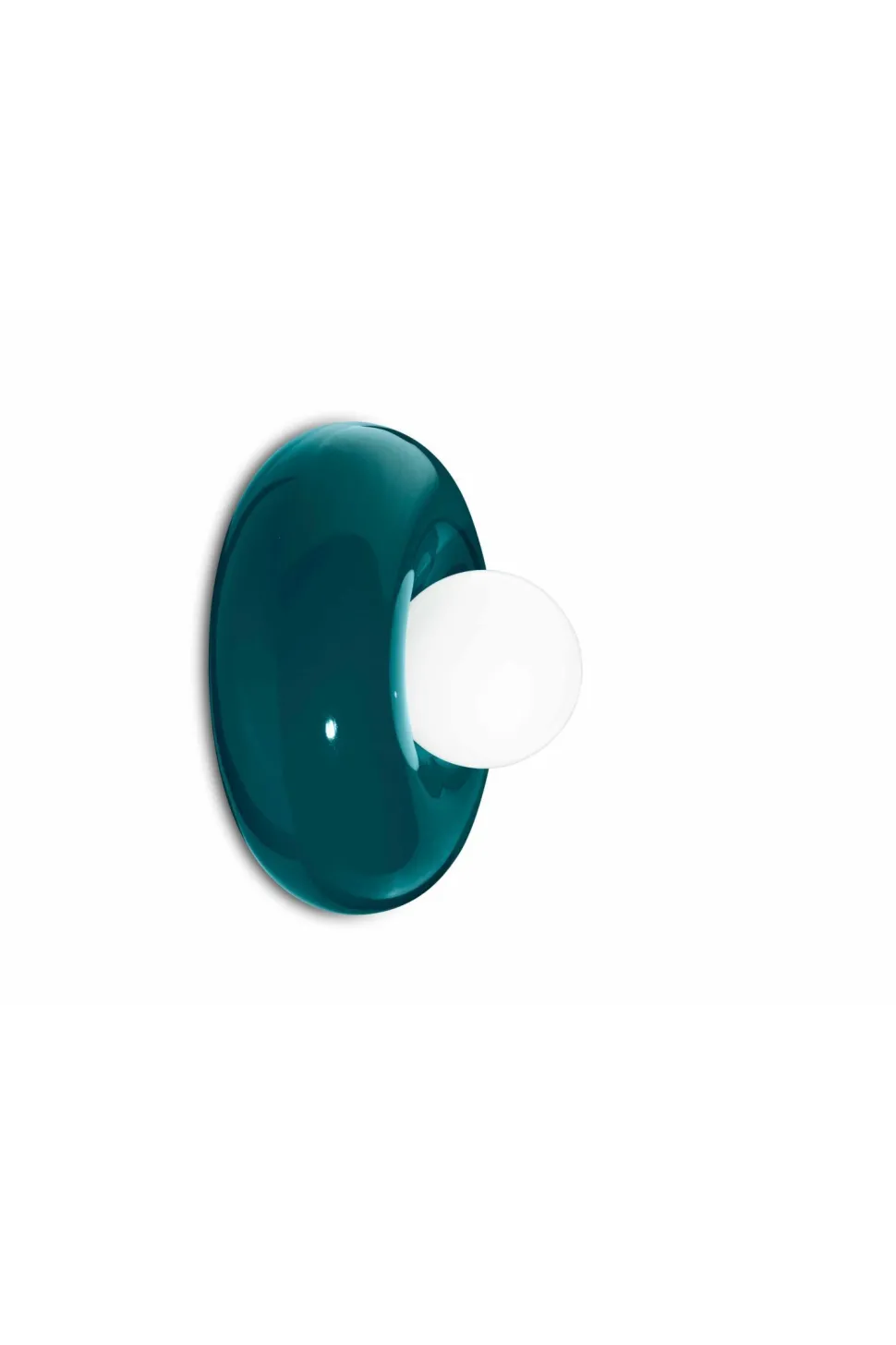 Wandlampe Keramik Glas Ø 25 cm rund Petrol Weiß