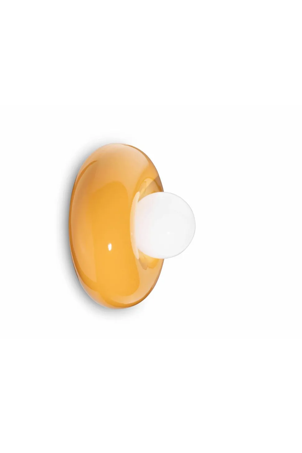 Wandlampe Keramik Glas rund Ø 25 cm breit Gelb Weiß