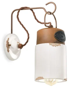 Wandlampe Keramik Metall E27 33 cm hoch Vintage