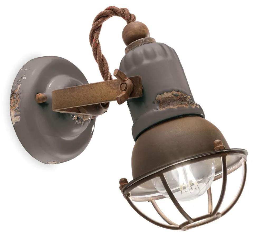 Wandlampe Keramik Metall E14 verstellbar Vintage