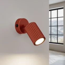 Wandlampe klein B: 8 cm Rot schwenkbar aus Aluminium GU10