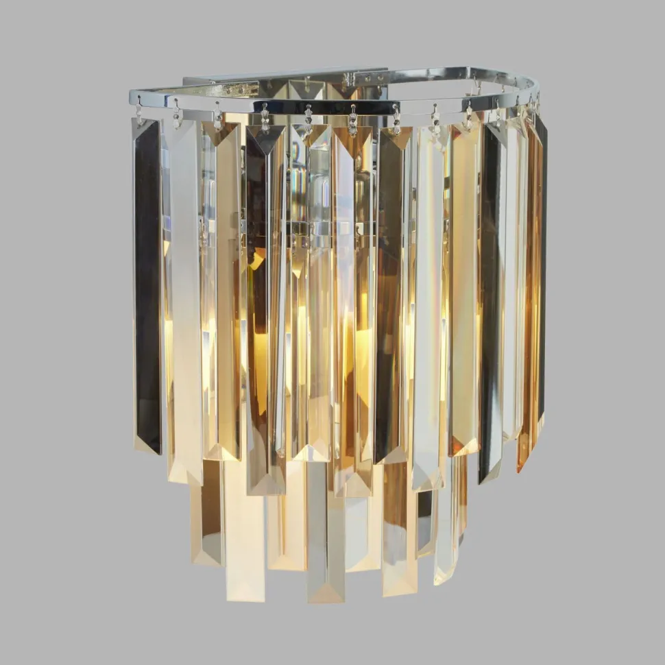 Wandlampe Kristall B: 29 cm Rauchglas Art Déco 2x E14