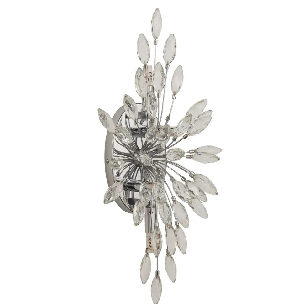 Wandlampe Kristall Metall H: 47 cm in Chrom Klar 4x G9