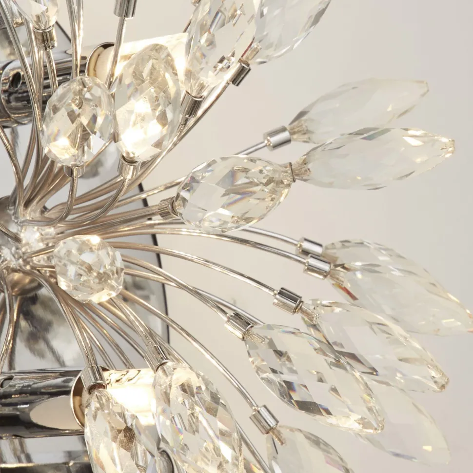 Wandlampe Kristall Metall H: 47 cm in Chrom Klar 4x G9