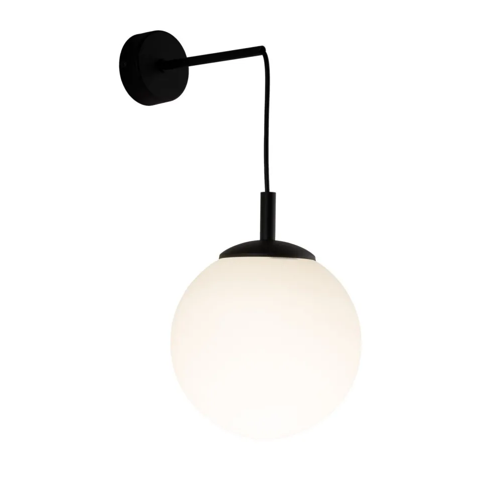 Wandlampe Kugelschirm Glas Metall H: 45 cm B: 18 cm E27