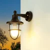 Wandlampe Messing außen IP64 Rostbraun antik Maritim E27