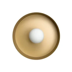 Wandlampe Messing Eisen E27 D: 30 cm rund Schwarz Gold